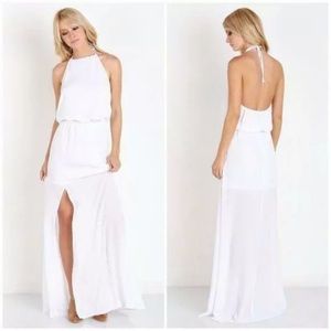 Show Me Your Mumu Medium Heather Halter Maxi White Dress Boho Wedding